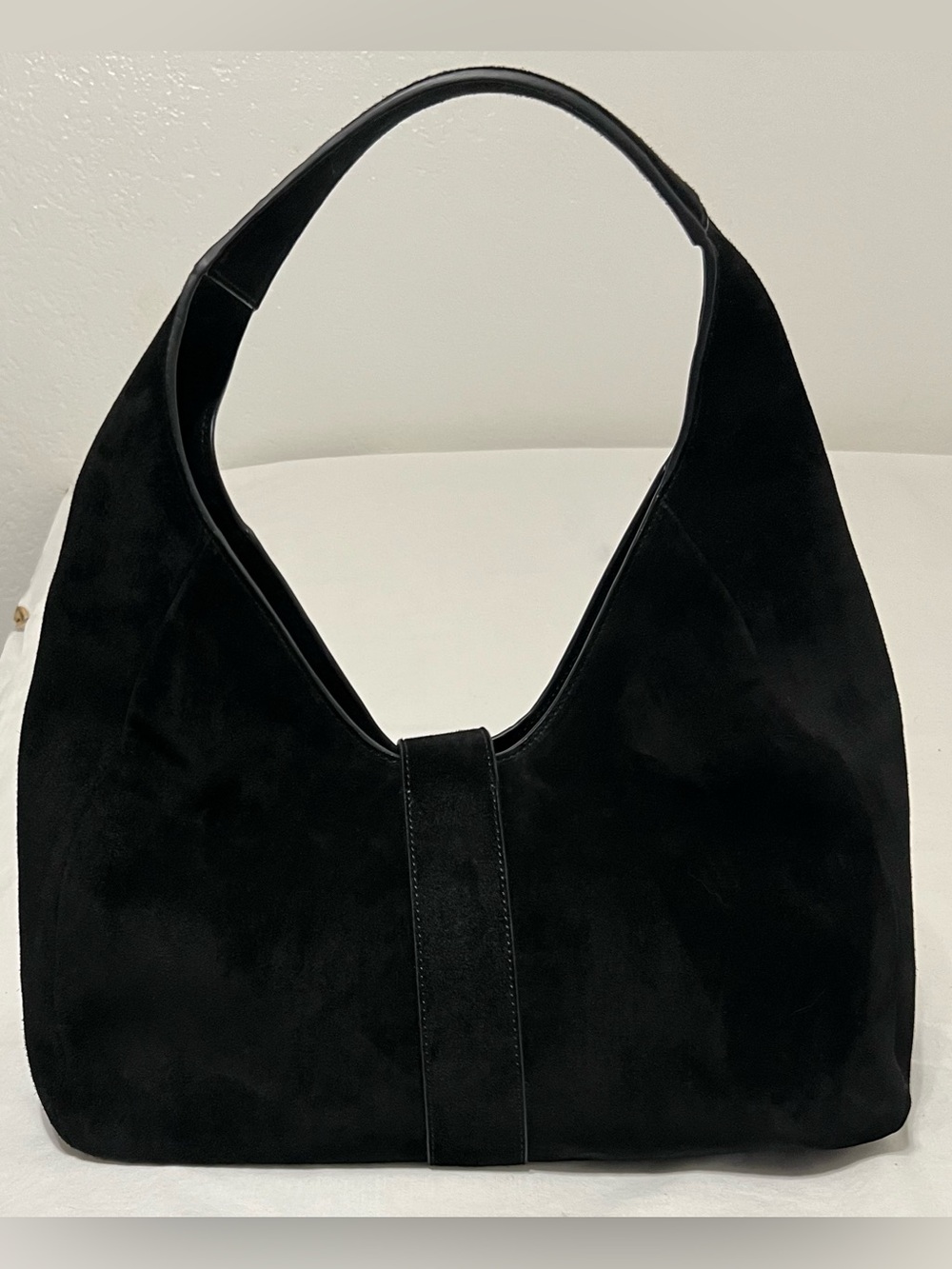 Anine Bing Black Suede Hobo Shoulder Bag Gold Hardware Quiet Luxury - Picture 3 of 9
